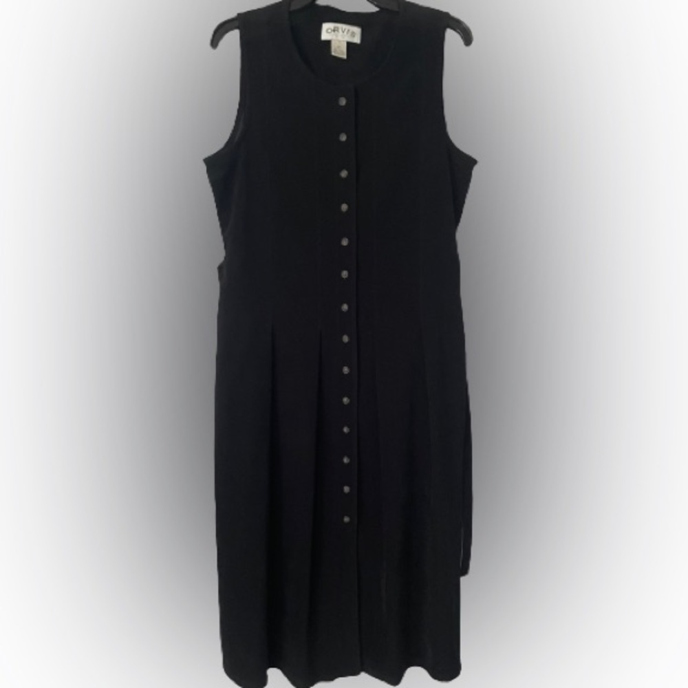 ORVIS Women’s Black sleeveless Button Down Midi Dress size 10